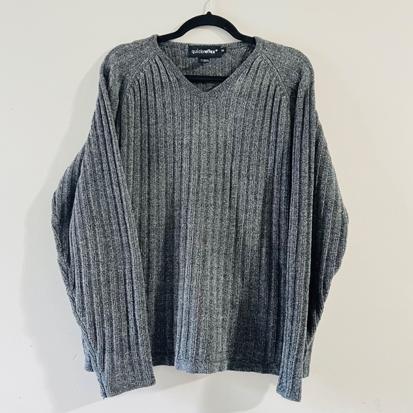 Quick Reflex Grey Medium V Neck Sweater Cotton Acrylic - Picture 2 of 11